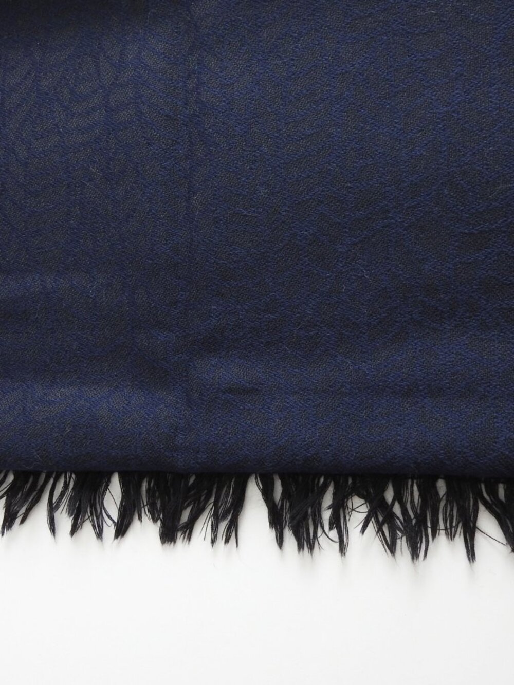 Vintage French 100% Pure New Woolmark Scarf Unisex NWOT Black Navy Blue Long